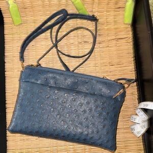 Elegant Blue Leather Crossbody Bag